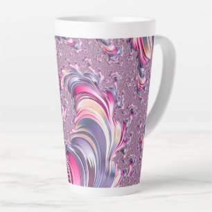 Caneca De Café Latte Fractal Espiral Rosa Roxo Abstrato