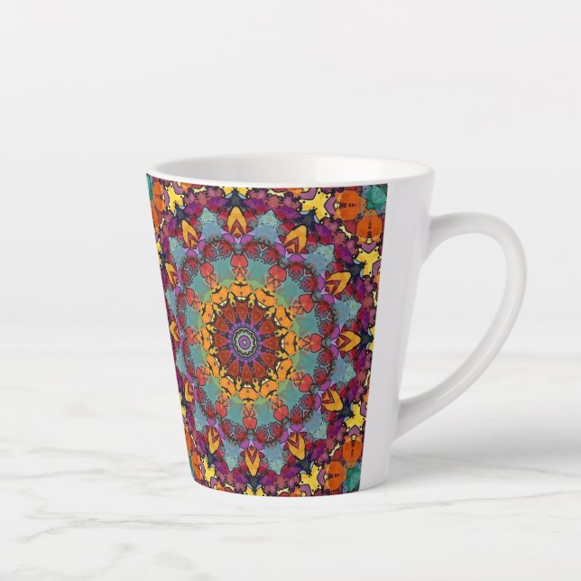 Caneca De Café Latte Fractal Kaleidoscope Mandala Pattern-64351 (Direita)