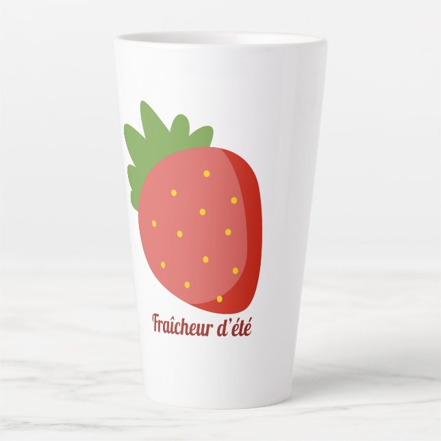 Caneca De Café Latte Fraise Fraîcheur d'été (Frente)