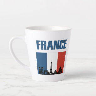 Caneca De Café Latte França Viagem - Paris City Skyline French Flag