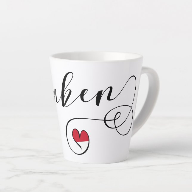 Caneca De Café Latte Franken, Franconia Flag Heart, Franconiano (Ângulo direito)