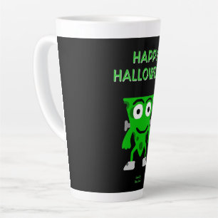 Caneca De Café Latte FrankenCheese Halloween Saudações Larga Lata