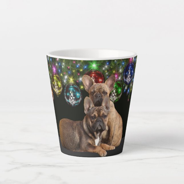 Caneca De Café Latte französische Bulldogge Weihnachten Tasse Late  (Frente)