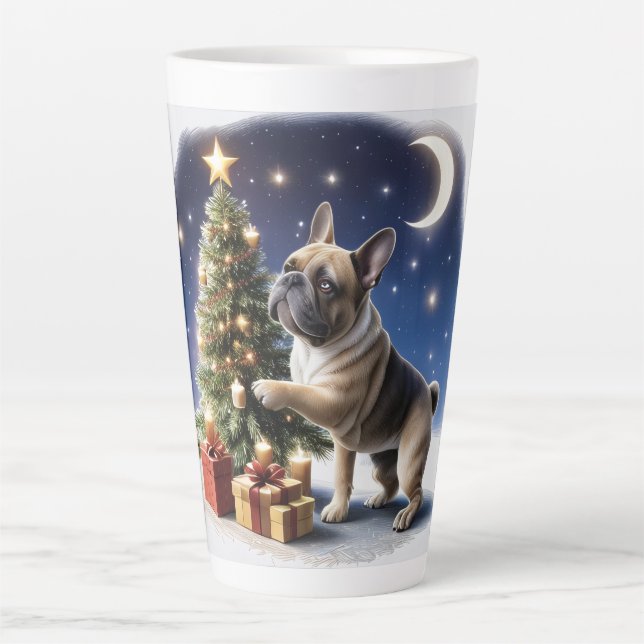 Caneca De Café Latte Französische Bulldogge Weihnachtsbaum (Frente)