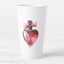 Caneca De Café Latte Frasco de Perfume do Coração Vermelho