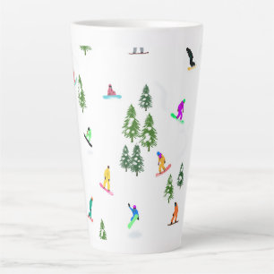 Caneca De Café Latte Freeride Snowboarders Design