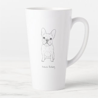 Caneca De Café Latte French Bulldog Arte de Linha Minimalista - Frente 
