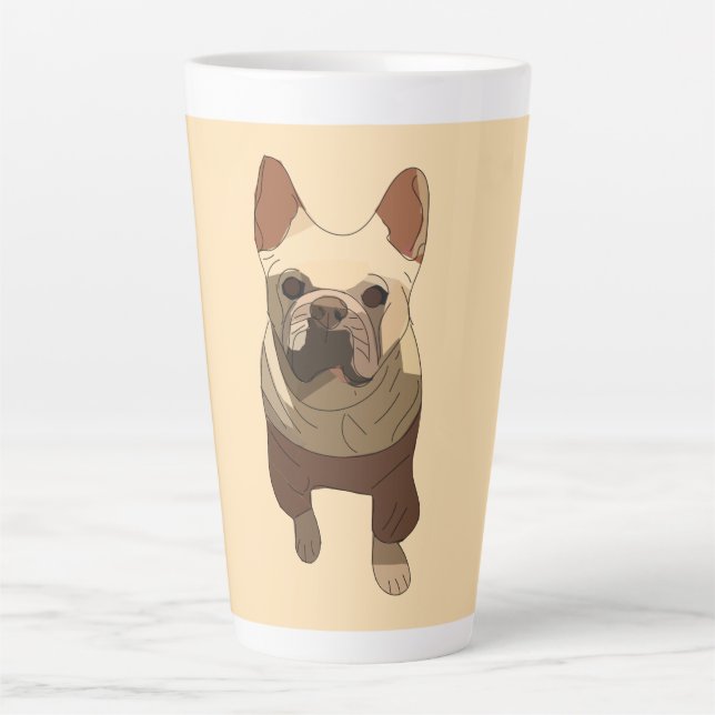 Caneca De Café Latte French Bulldog, Soft Peach (Frente)