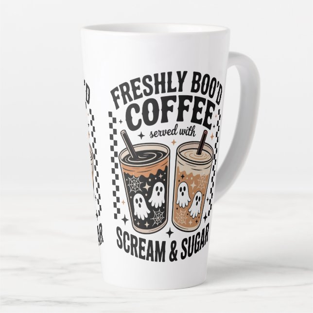Caneca De Café Latte Freshly Boo Coffee Halloween Mug (Ângulo direito)