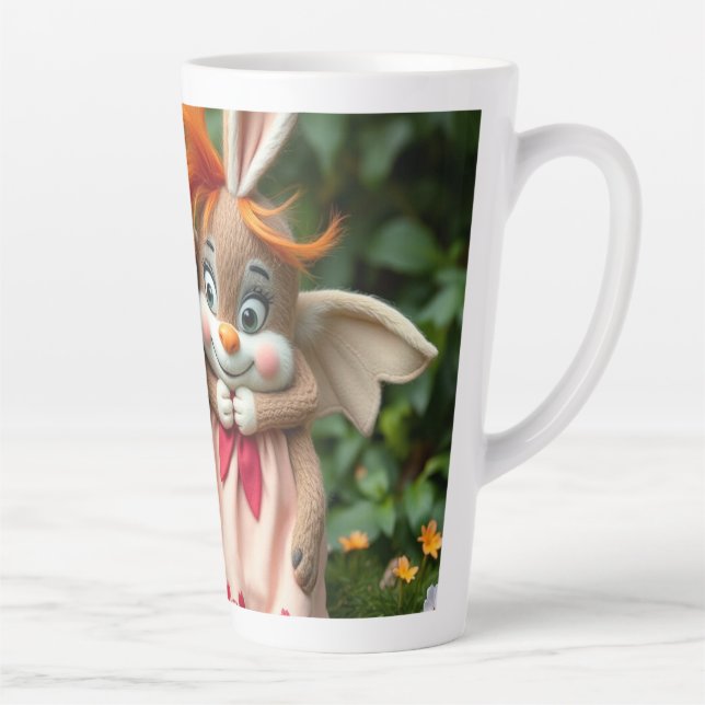 Caneca De Café Latte „Fröhliche Hasenfreunde im Frühlingsgarten“ (Direita)
