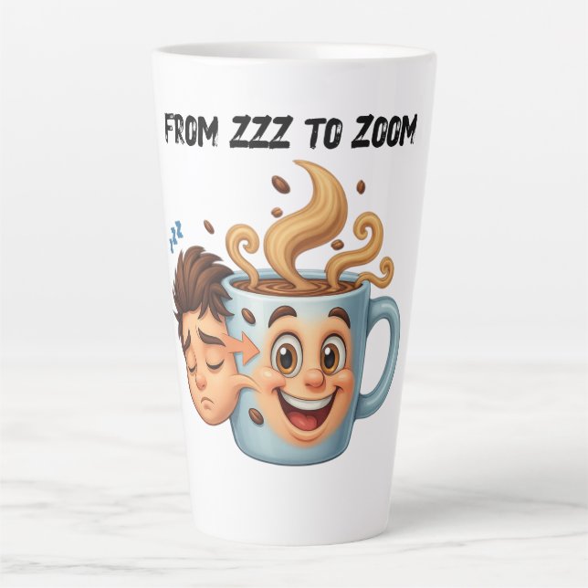 Caneca De Café Latte From Zzz to Zoom" T-Shirt - Coffee Mug Face  (Frente)