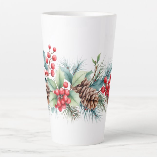 Caneca De Café Latte Fronteira Rústica em Aquarela (Frente)