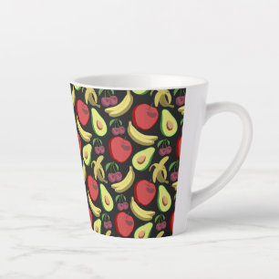 Caneca De Café Latte Fruit seamless pattern   colorful tropical fruit