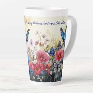 Caneca De Café Latte Fruta da Espírito com Borboletas e Flores