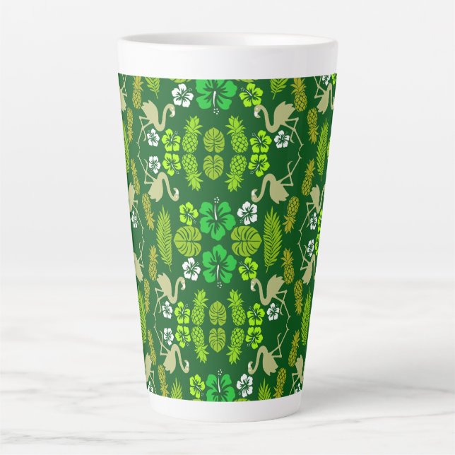 Caneca De Café Latte Fruta Tropical Verde Padrão (Frente)