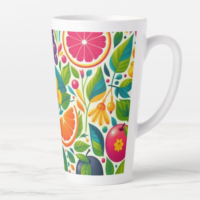 Caneca De Café Latte Frutas coloridas (Direita)