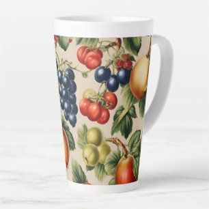 Caneca De Café Latte Frutas e flores do Jardim Italiano de Luxo