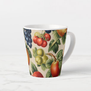 Caneca De Café Latte Frutas e flores do Jardim Italiano de Luxo