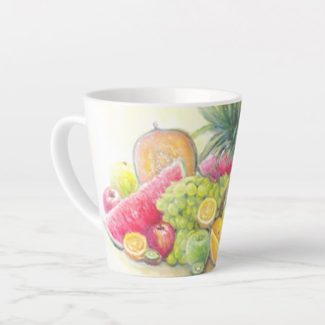 Caneca De Café Latte Frutas felizes (Ângulo esquerdo)