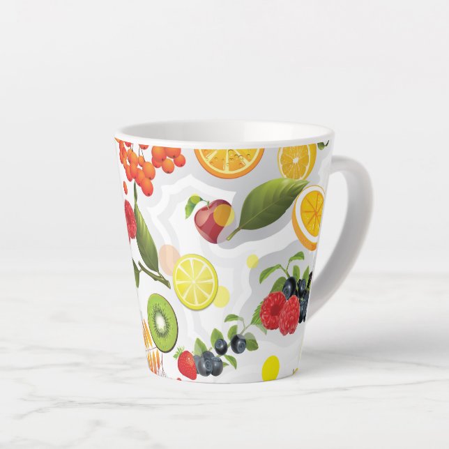 Caneca De Café Latte Frutas mistas 5 (Ângulo direito)