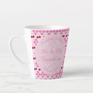 Caneca De Café Latte Frutos e cerejas do Casamento da primavera cor-de-