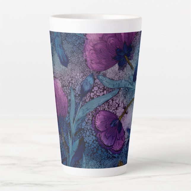 Caneca De Café Latte Fuchsia floral (Frente)