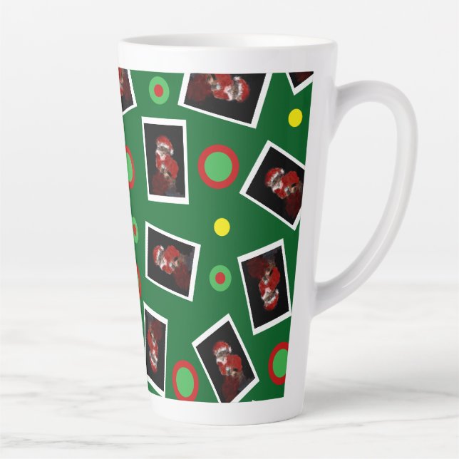 Caneca De Café Latte Fun Santa Cat Tabby Pet Maureen Girard noël  (Direita)