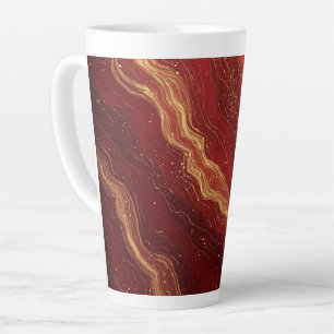 Caneca De Café Latte Fundo Abstrato de Mármore Dourado Com Redemoinhos 