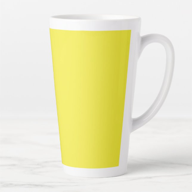 Caneca De Café Latte Fundo Amarelo Sólido Vibrante (Direita)