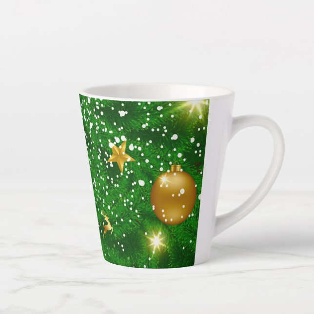 Caneca De Café Latte Fundo das Árvores de Natal Design- 67181 (Direita)