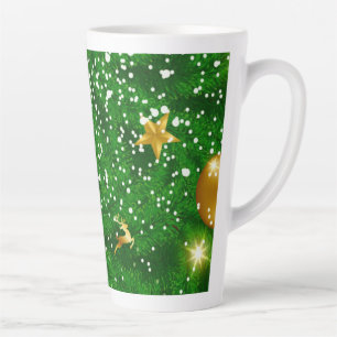 Caneca De Café Latte Fundo das Árvores de Natal Design- 67181