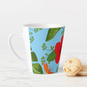 Caneca De Café Latte Fundo das Flores Tropicais 12