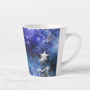 Caneca De Café Latte Fundo de Espaço com Estrelas