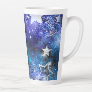 Caneca De Café Latte Fundo de Espaço com Estrelas