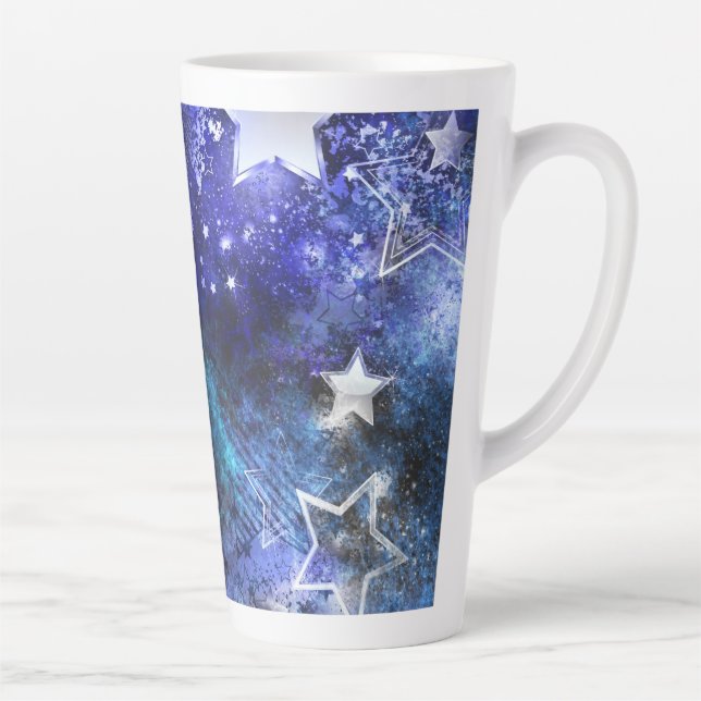 Caneca De Café Latte Fundo de Espaço com Estrelas (Direita)