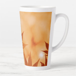 Caneca De Café Latte Fundo de Folhas de Maple-10792