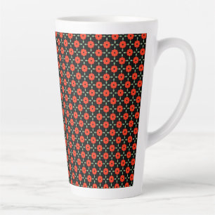 Caneca De Café Latte Fundo de padrão sem costura do Floral Vermelho Ind