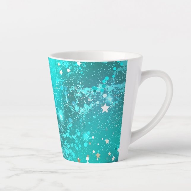 Caneca De Café Latte Fundo do Mint Turquoise Foil (Direita)