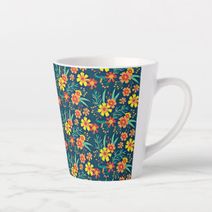 Caneca De Café Latte Fundo Floral Belo Design-46566