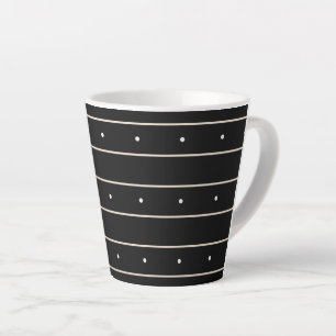 Caneca De Café Latte Fundo Preto Simples Com Listras Cinzas E Pequenos