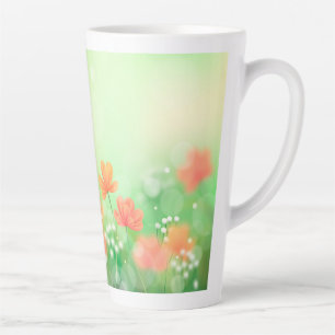 Caneca De Café Latte Fundo Realista Borroso de Primavera-52374