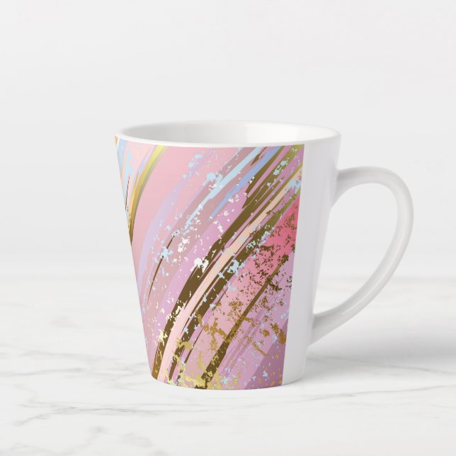 Caneca De Café Latte Fundo Rosa Texturizado (Direita)