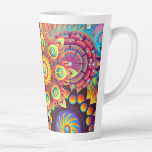 Caneca De Café Latte Funky Mandalas Latte Mug