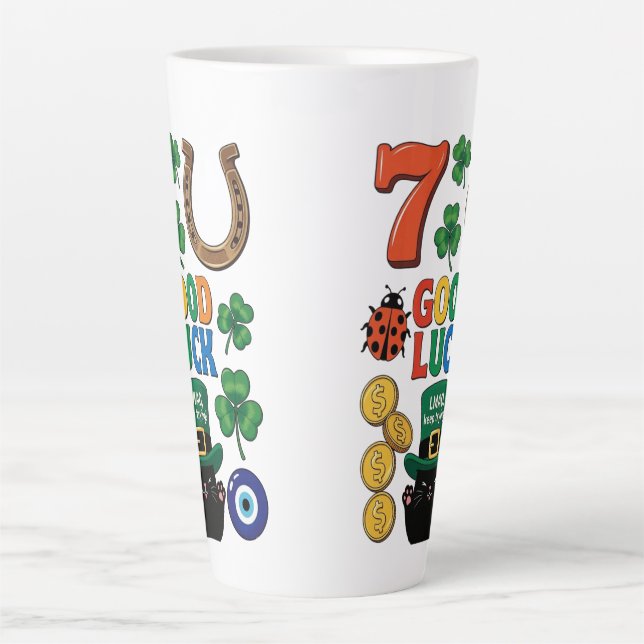 Caneca De Café Latte Funny Black Cat Lucky Charm  St. Patrick's day (Frente)