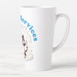 Caneca De Café Latte Funny Cat Cleaning with Colorful Feather Brusht