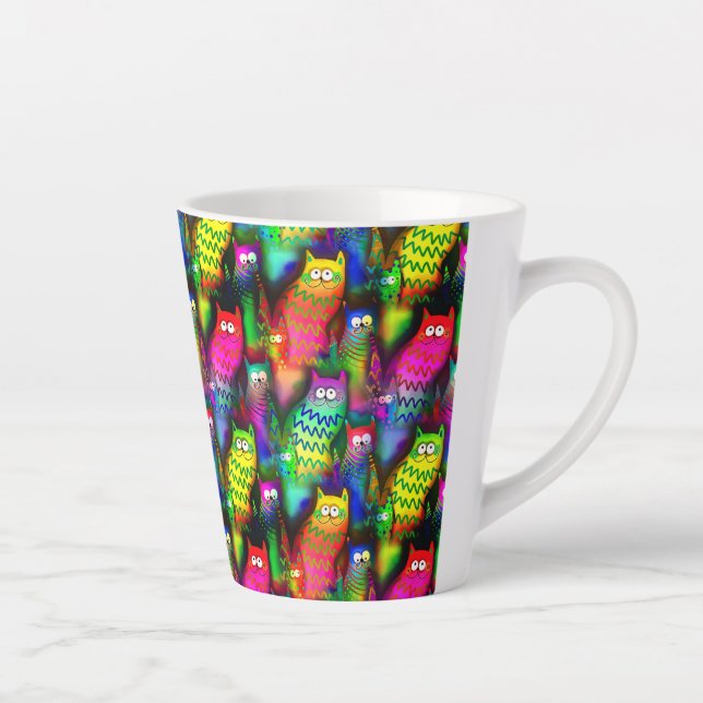 Caneca De Café Latte Funny Cats Pattern-54578 (Direita)