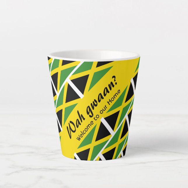 Caneca De Café Latte Funny Custom WAH GWAAN Jamaica Flag (Frente)