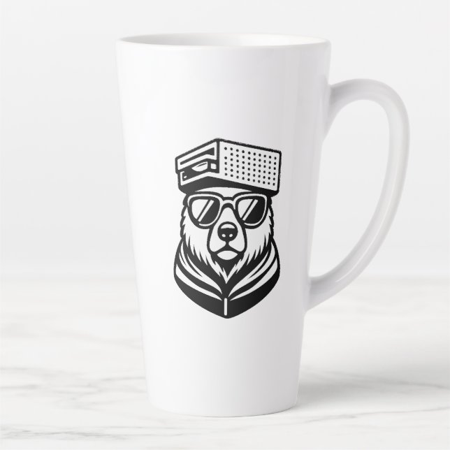 Caneca De Café Latte Funny Cute Bear With A Cheese Graters Hat (Direita)