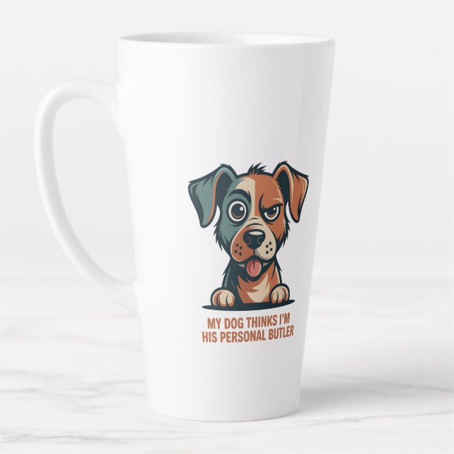 Caneca De Café Latte Funny Dog Butler Quote Illustration (Esquerda)
