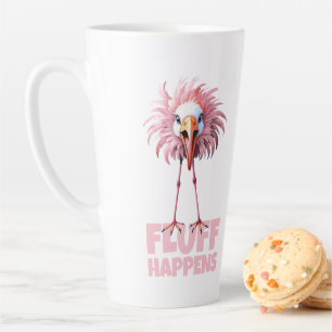 Caneca De Café Latte Funny Flamingo Fluff Acontece